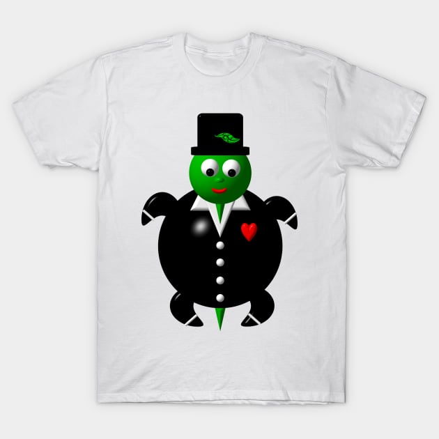 Cute Turtle Wearing a Tuxedo T-Shirt by CuteCrittersWithHeart